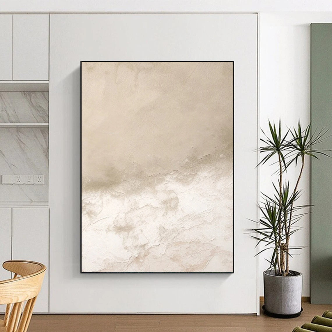Handmade Art Beige Textured Abstract, Minimalist Canvas Art HS229