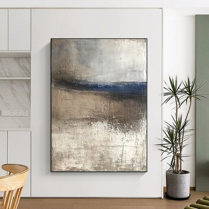 Modern Art Absract Gray and Brown Abstract Textured Landscape Painting For Sale HS120