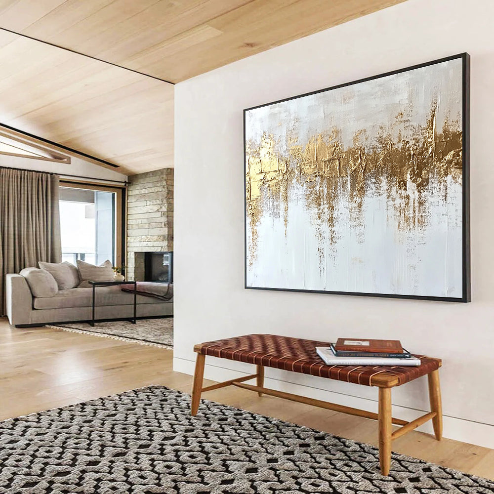 Big Size Blue, Orange, Yellow, and Gray Textured Abstract Painting WB268