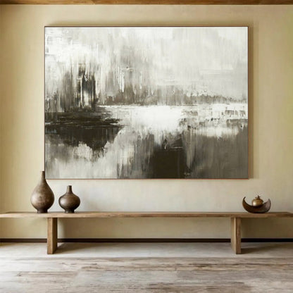 Gray, White Abstract Misty Landscape Art For Sale WB389