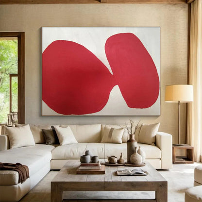 Cool Abstract Paintings Red and White Organic Abstract Art HS644