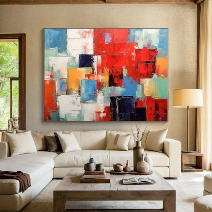 Big Size Multicolor Abstract Geometric Block Painting WB070