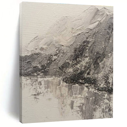 Hand Painted Art Gray and White Textured Abstract Landscape HS721