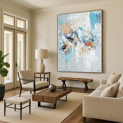 Gaint Canvas Art Multicolor Abstract Textured Painting For Sale HS158