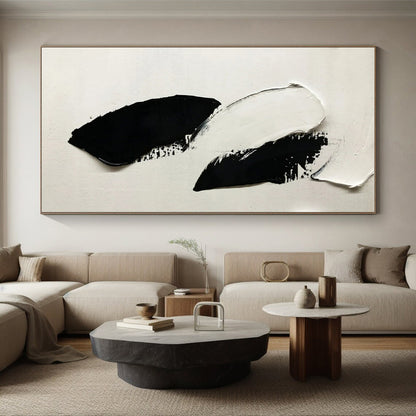 Black and White Textured Abstract Acrylic Painting HS564