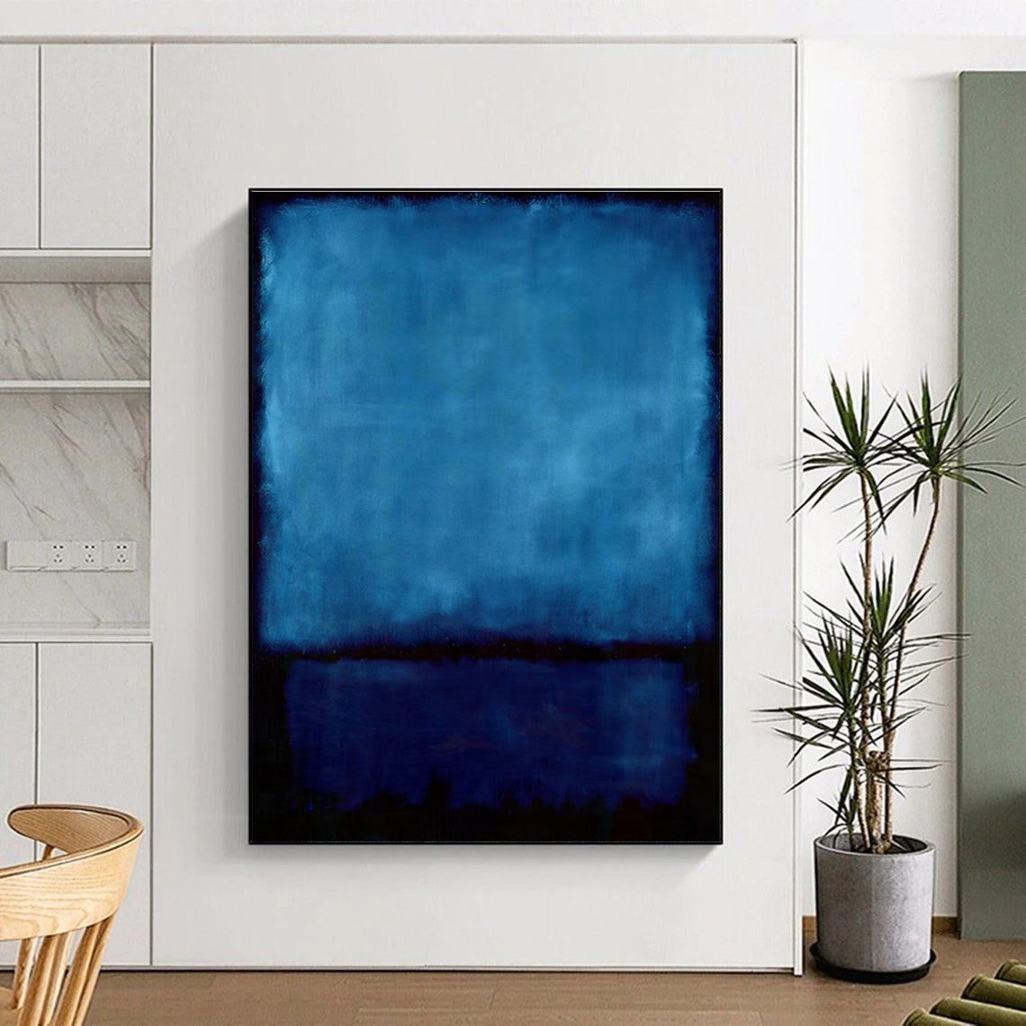 Deep Blue Abstract Color Block Painting For Sale WS496