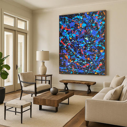Unique Abstract Art Multicolor Splatter Abstract, Large Contemporary Wall Art HS453