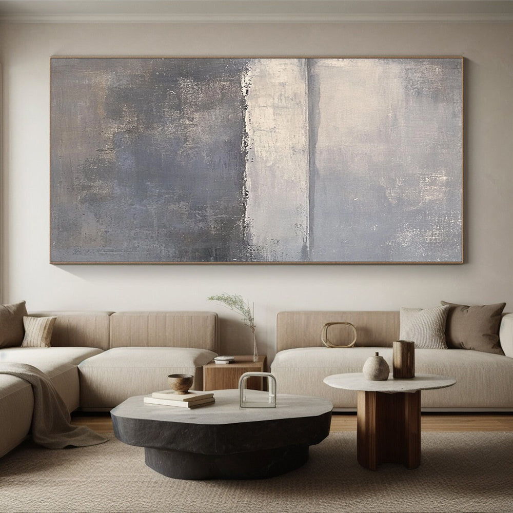 Hand Painted Art Gray Abstract Misty Landscape Painting For Sale HS113