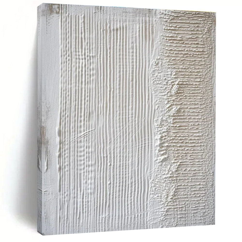 Minimalist Canvas Art White Textured Abstract Painting On Canvas HS789
