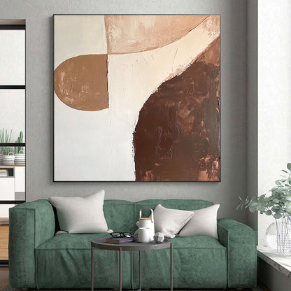 Big Painting Brown, Beige, and White Abstract Organic Shape Painting For Sale HS160