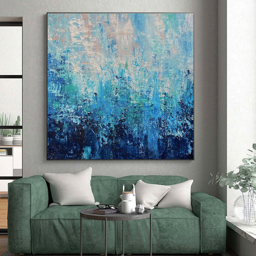 Unique Abstract Art Blue Textured Abstract, Acrylic Modern Art Painting HS289