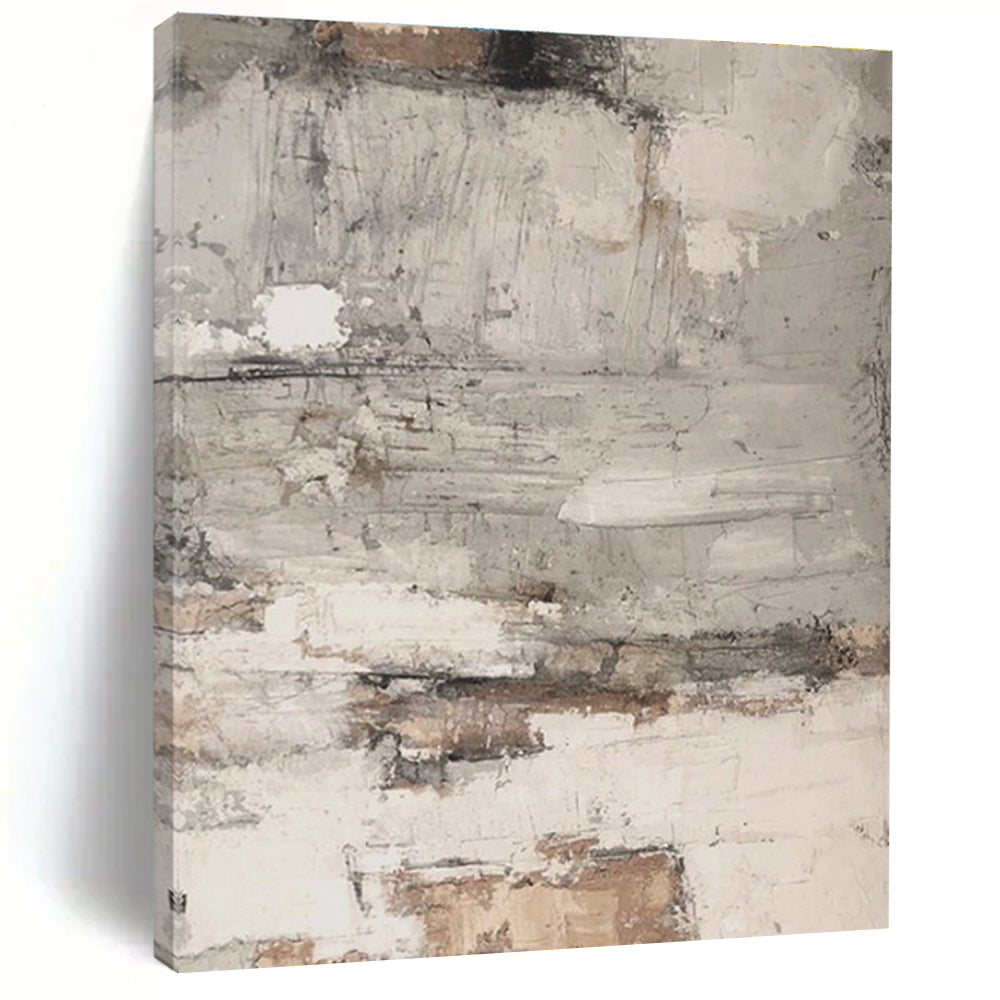 Unique Abstract Art Gray, Beige, and Brown Textured Abstract Art HS632