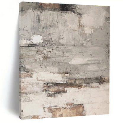 Unique Abstract Art Gray, Beige, and Brown Textured Abstract Art HS632