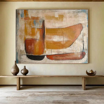 Oversized Canvas Art in Blue, Gold, and White Textured Abstract Style WB239