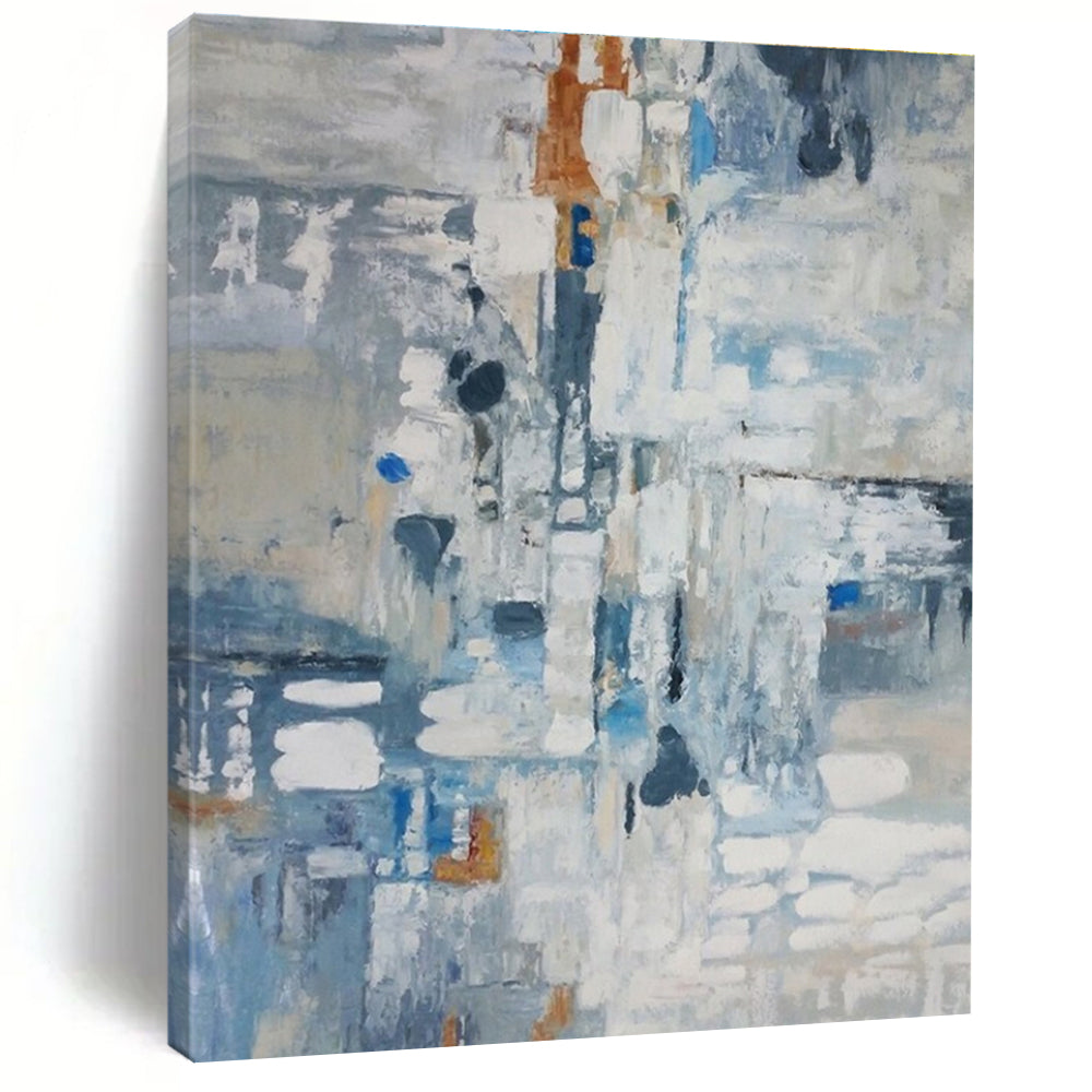 Large Contemporary Wall Art Blue & Gray Abstract, Modern Art Acrylic HS207