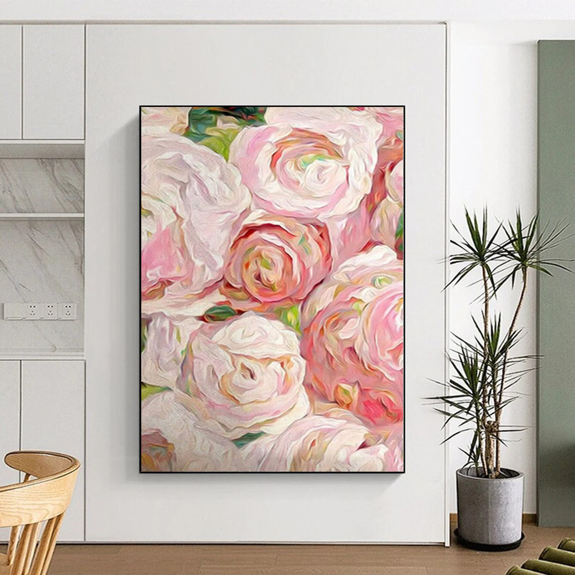 Pink, White Abstract Floral Art For Bedroom and Dining Room WS419