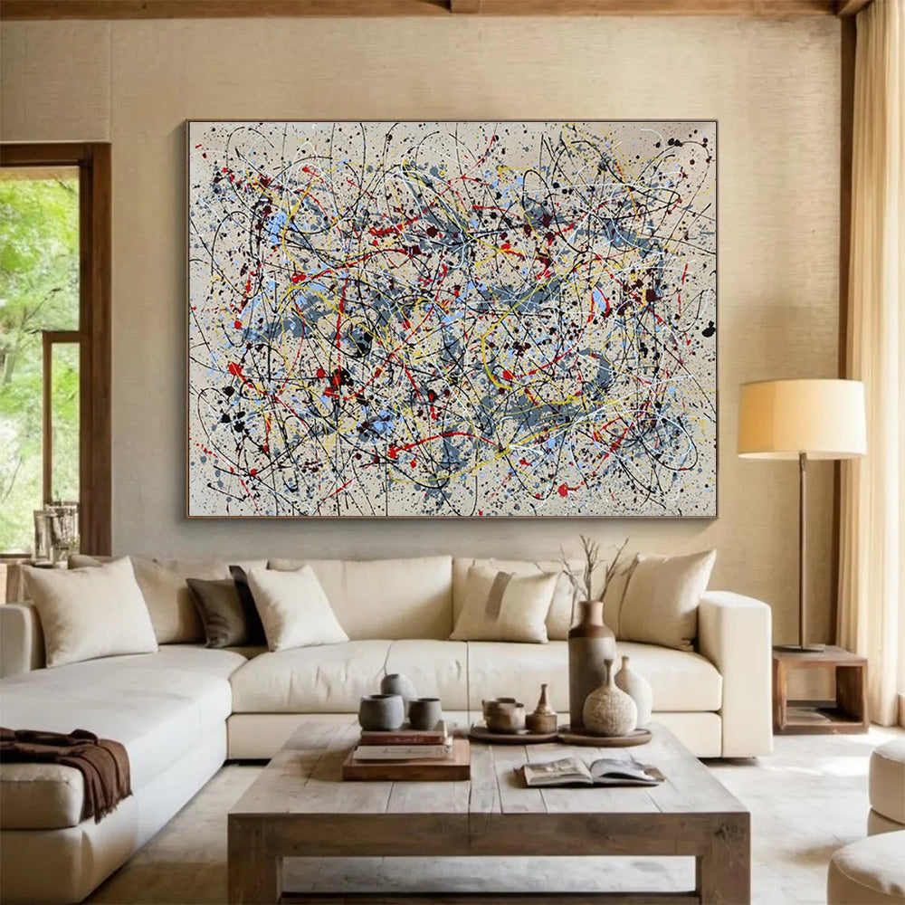 Modern Art Abstract Paintings: Multicolor Splatter Abstract Painting WB365