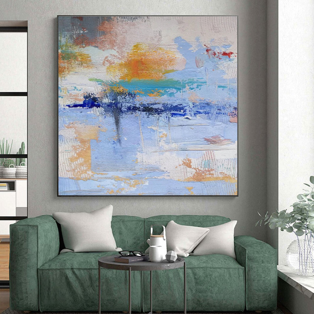 Unique Abstract Art Multicolor Gestural Abstract, Large Contemporary Wall Art HS359