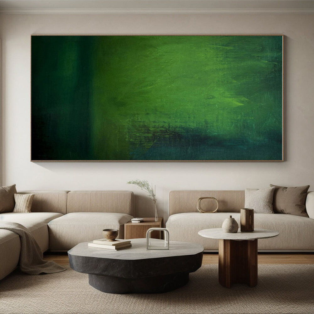 Handmade Art Unique Abstract Art with Shades of Green, Dark Teal Textures - Acrylic Modern Art Painting HS529
