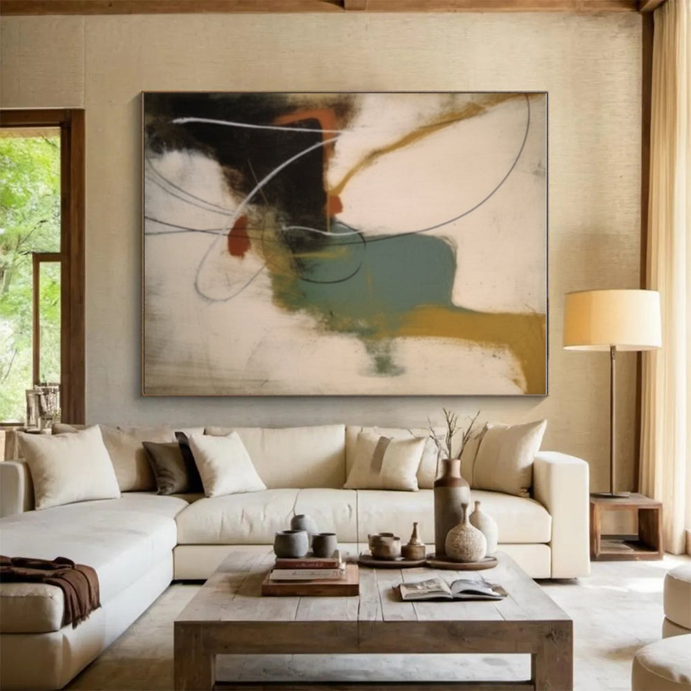 Hand-Painted Multicolor Gestural Abstract, Acrylic Modern Art Paintings HS266