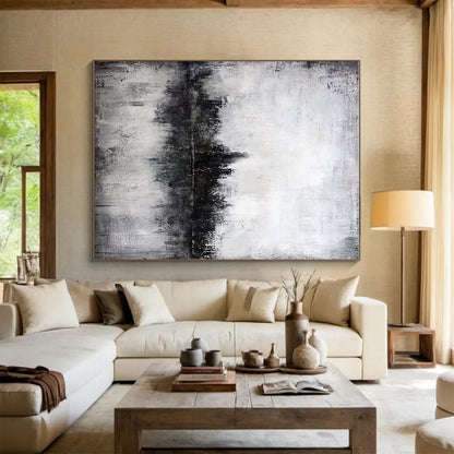 Acrylic Modern Art Paintings Gray and White Textured Abstract Landscape HS704