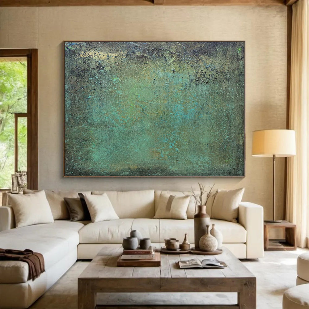 Big Size Teal and Brown Abstract Textured Painting WB121