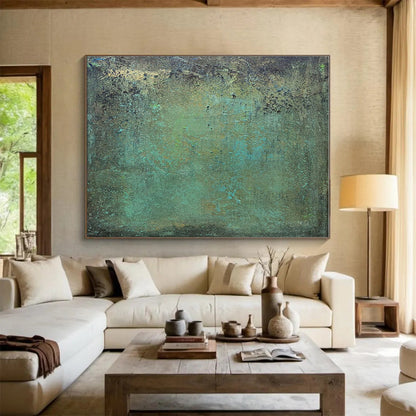 Big Size Teal and Brown Abstract Textured Painting WB121