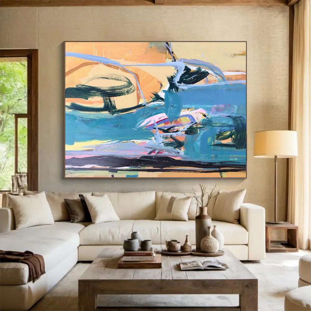 Extra Large Size Multicolor Abstract Dynamic Splash Art, Abstract Acrylic Painting WB167