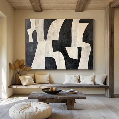 Huge Size Black and White Geometric Abstract Art WB244