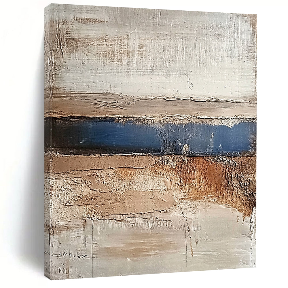Handmade Art Neutral and Blue Textured Layered Abstract Art HS193