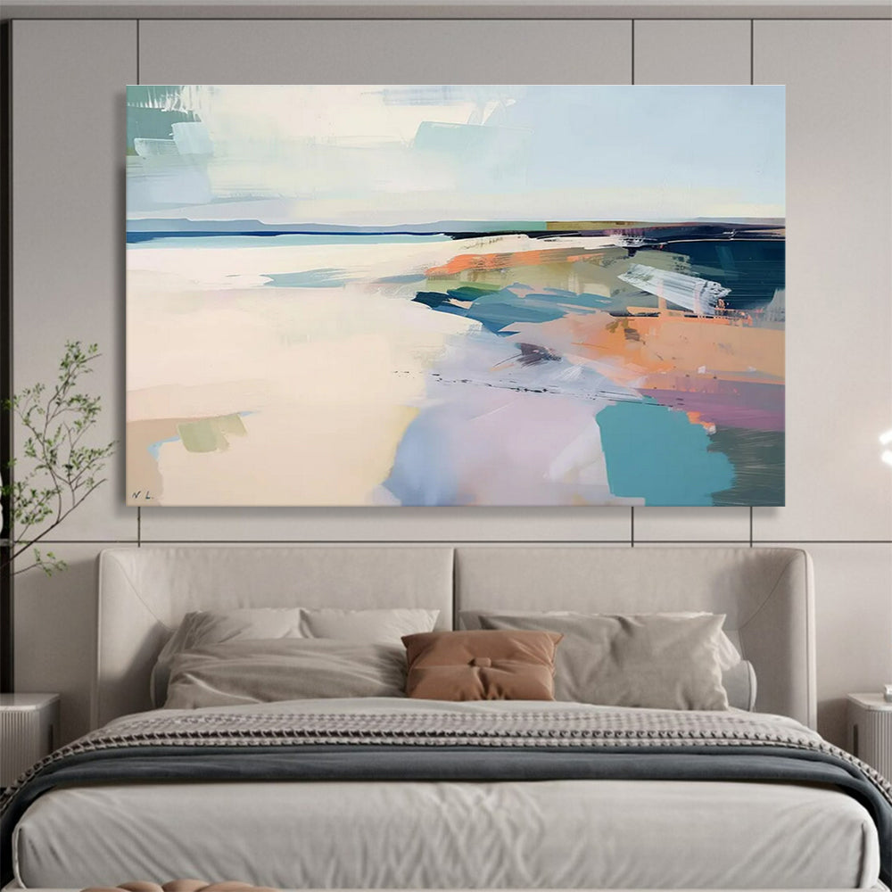 Contemporary Abstract Art: Pastel and Bold Coastal Abstract Painting WB349