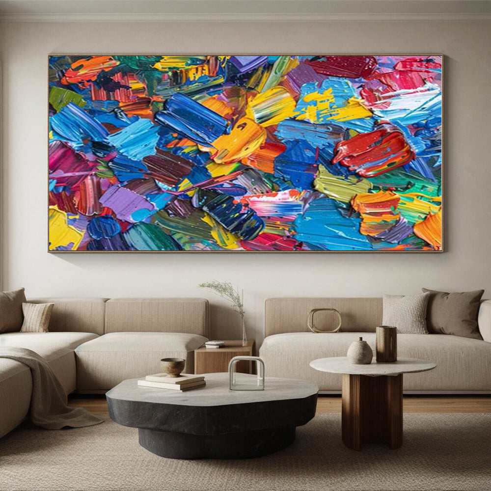 Unique Abstract Art Multicolor Impasto Abstract, Large Contemporary Wall Art HS363