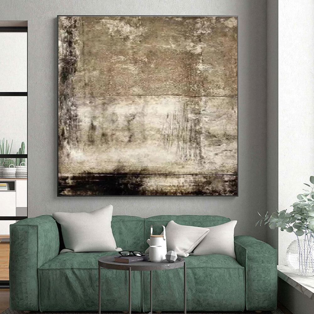 Hand Painted Art with Brown, Beige, Black and Gray Colors, Textured Abstract Theme HS490