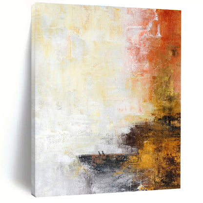 Unique Abstract Art Orange, Yellow & Gray Textured Abstract, Large Contemporary Wall Art HS292
