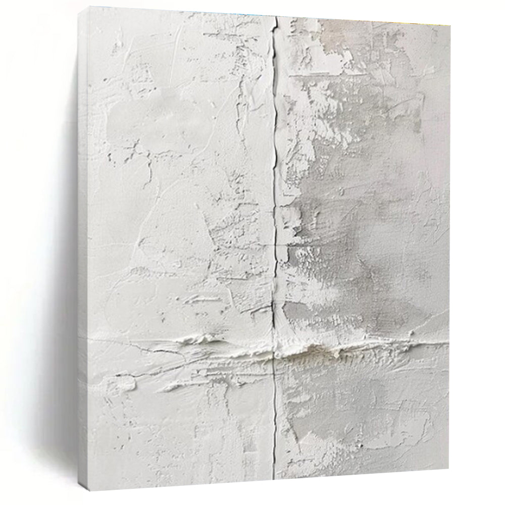 Minimalist Canvas Art White and Gray Textured Abstract Art HS659
