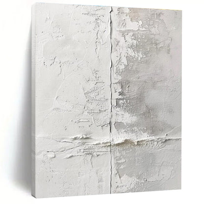 Minimalist Canvas Art White and Gray Textured Abstract Art HS659