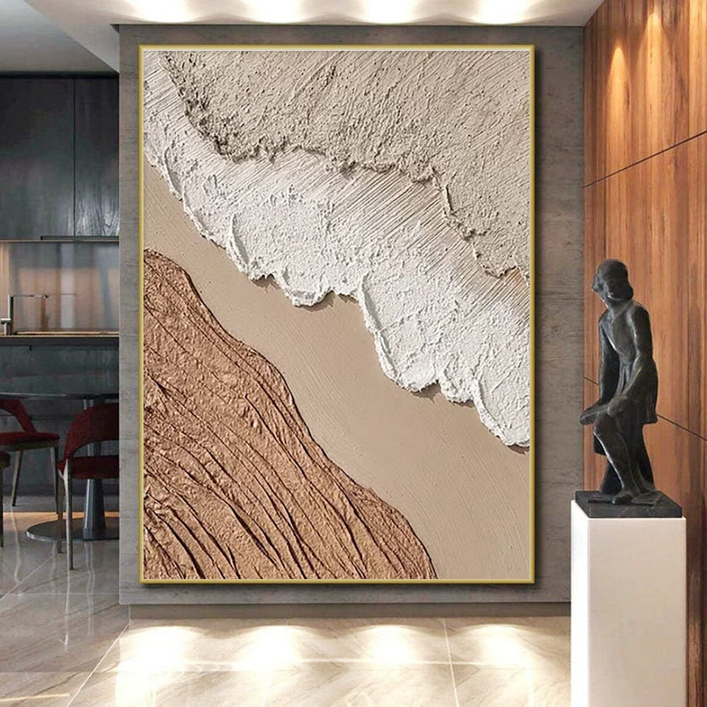 Handmade Art Textured Neutral Tones Landscape-Inspired Abstract Art, Large Contemporary Wall Art HS553