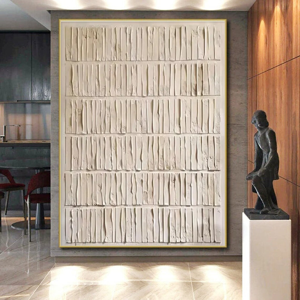 Handmade Art Beige Textured Abstract Painting On Canvas HS819