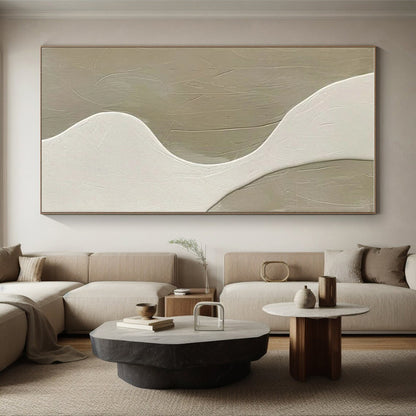 Minimalist Canvas Art Beige and White Textured Abstract Painting On Canvas HS812