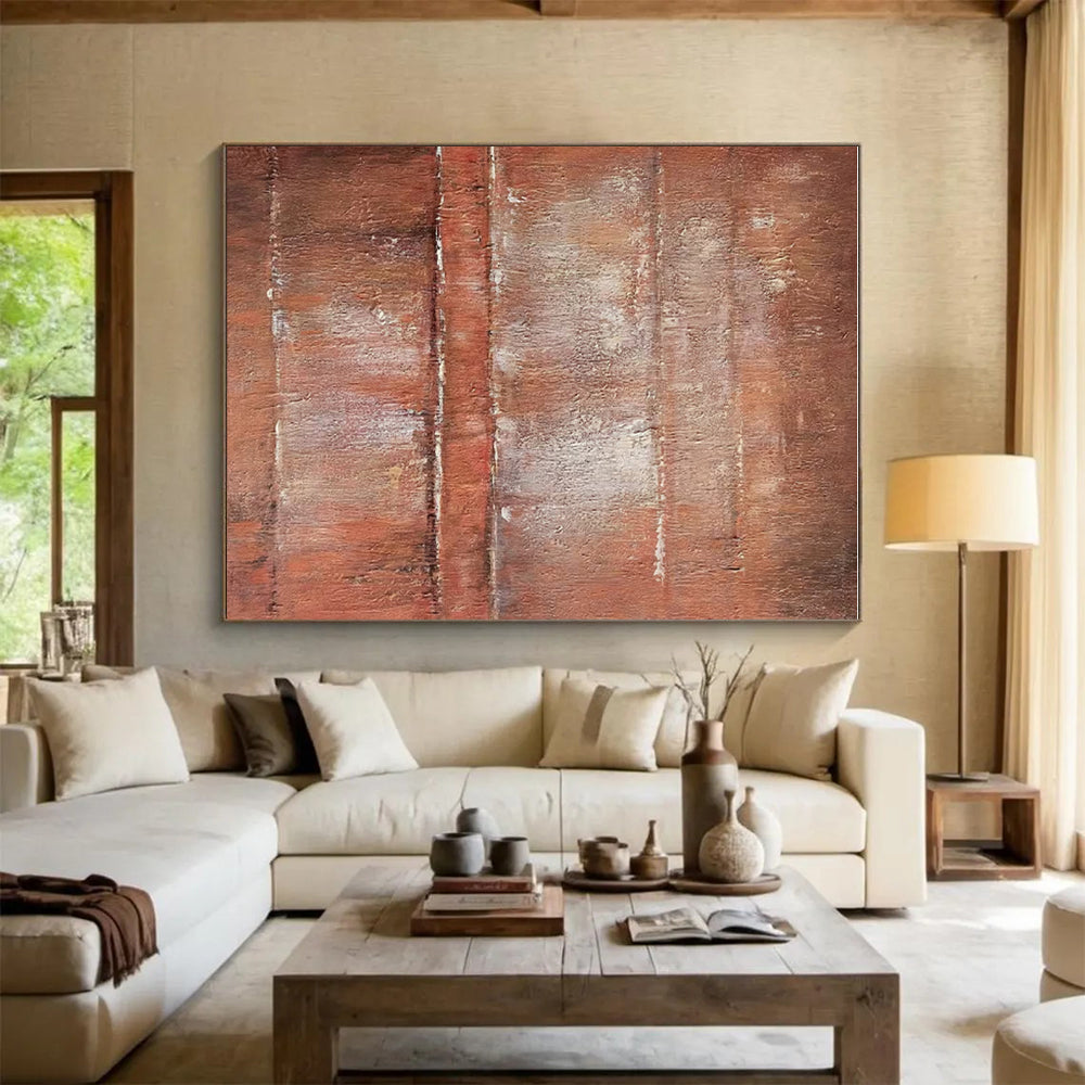 Hand-Painted Brown Textured Abstract, Acrylic Modern Art Painting HS352