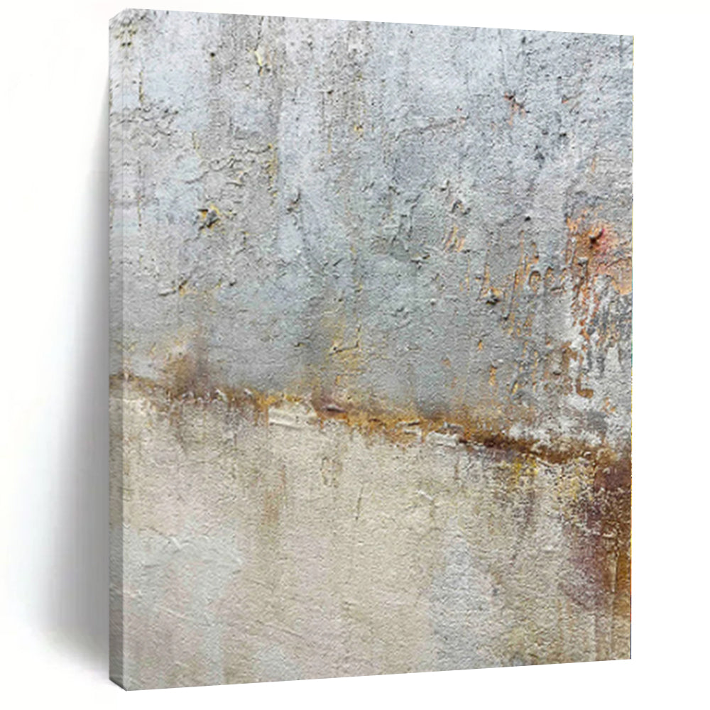Hand-Painted Gray and Brown Abstract Textured Painting For Sale HS080