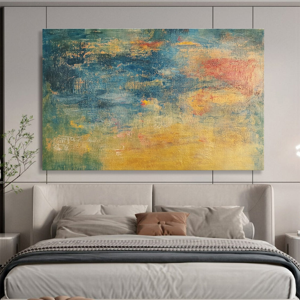 Big Size Blue, Yellow, and Red Abstract Textured Art - Acrylic Painting WB292