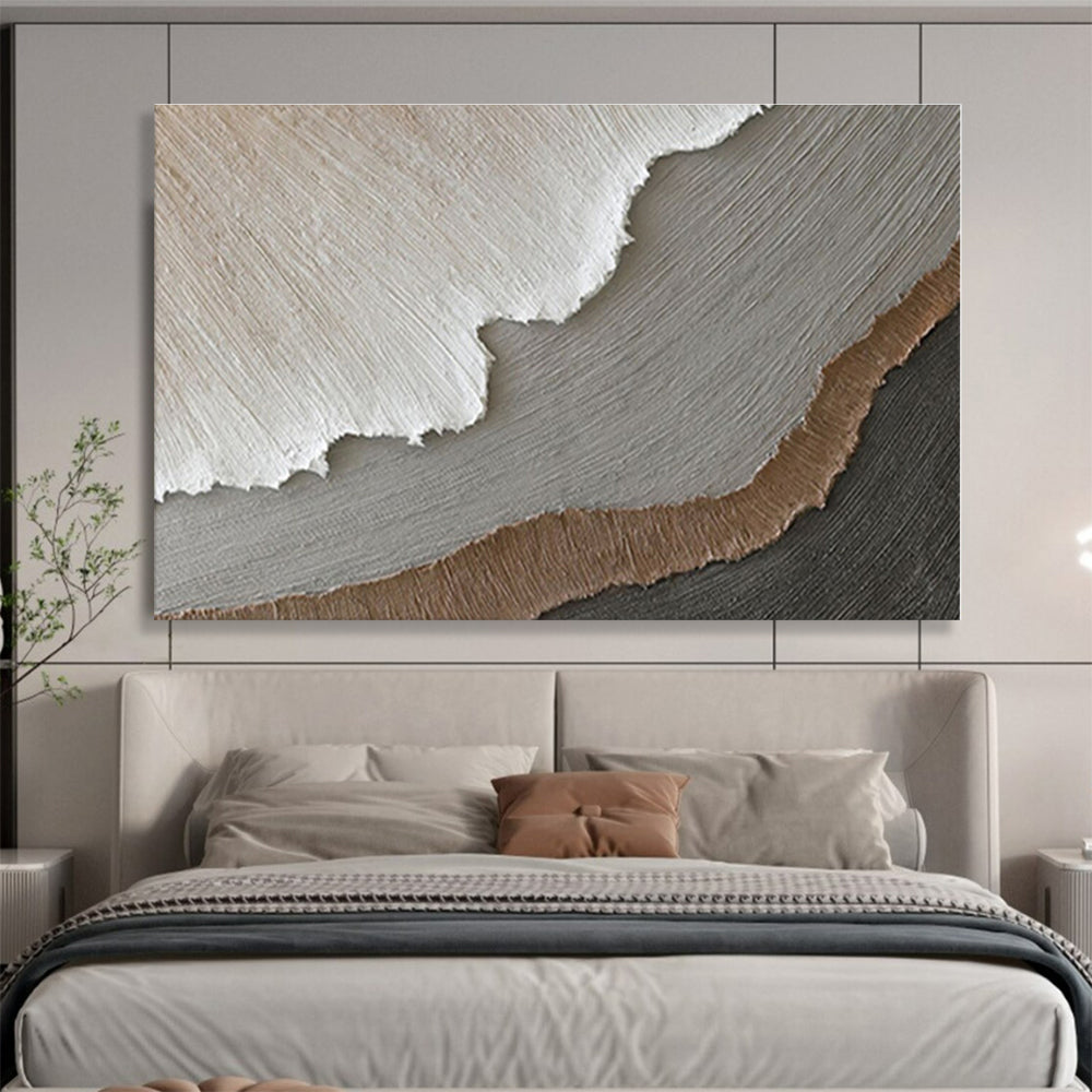 Big Size Beige, Gray and Brown Abstract Textured Painting WB066