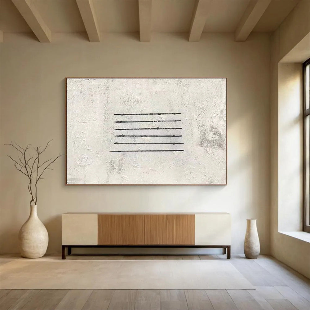 Horizontal Black and Gray Line Abstract Art WB230