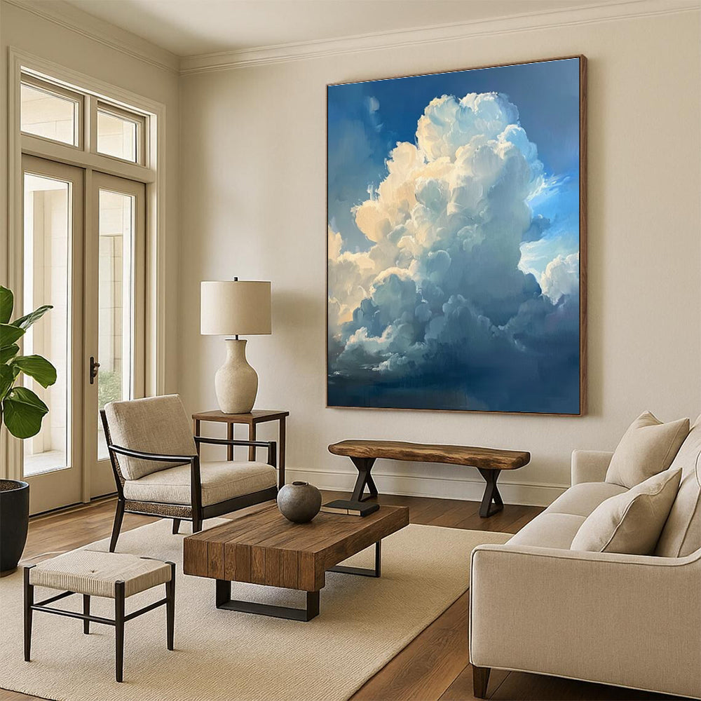 Blue, White Abstract Cloudscape Art For Bedroom and Living Room WS442