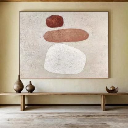 Big Size Brown, Beige and White Abstract Minimalist Painting WB119