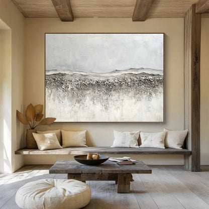 Horizontal Gray Textured Landscape Abstract Painting WB253