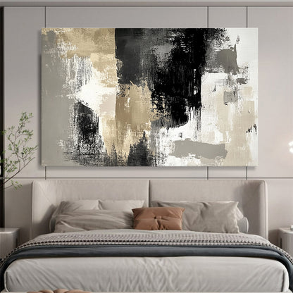 Huge Size Black, Gray, and Gold Abstract Textured Art - Acrylic Painting WB274
