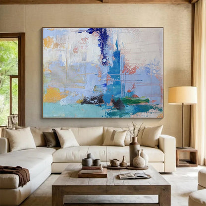 Acrylic Modern Art Paintings Blue, Green, and Yellow Dynamic Abstract Art HS767