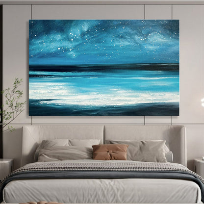 Brown, Gray Abstract Starry Seascape Acrylic Painting WB036